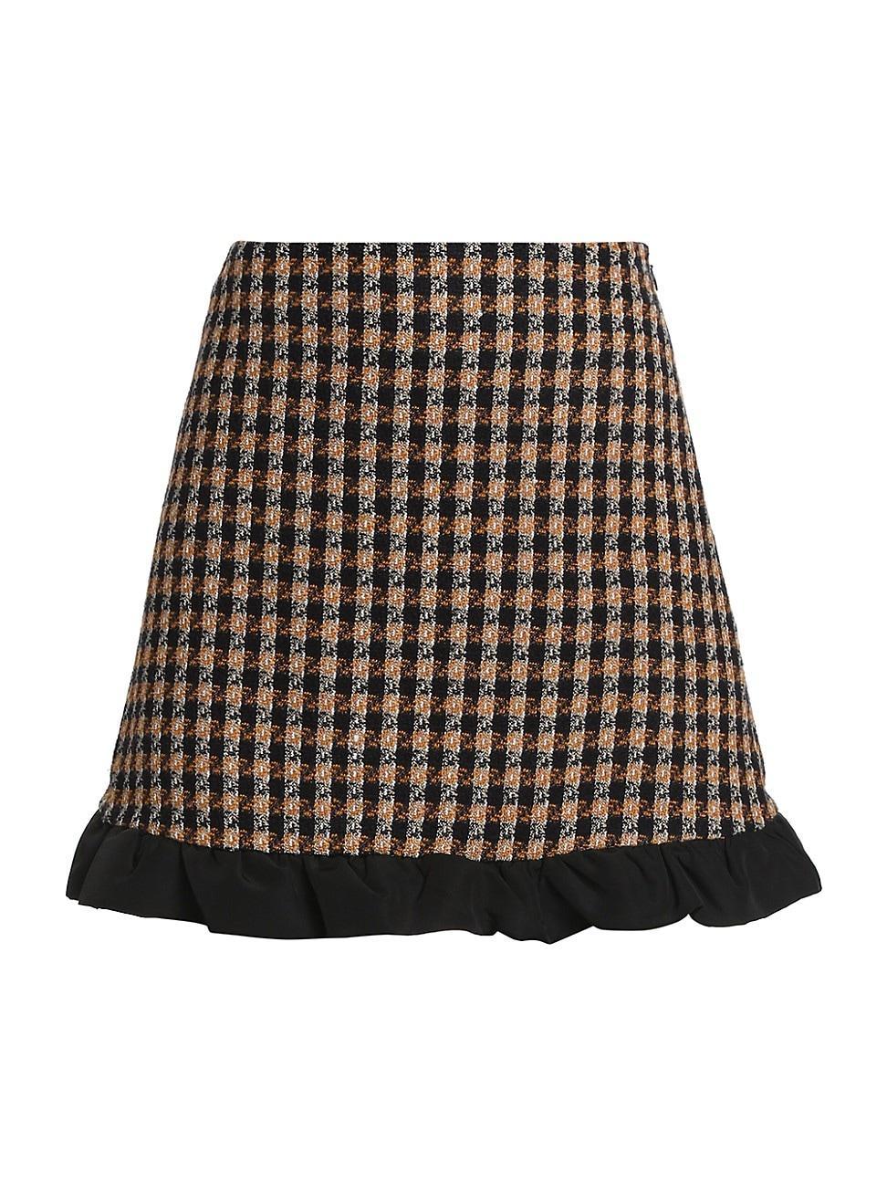 Womens Natia Plaid Twisted Ruffle Trim Miniskirt Product Image