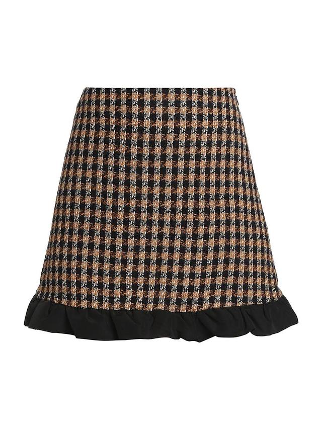 Womens Natia Plaid Twisted Ruffle Trim Miniskirt Product Image