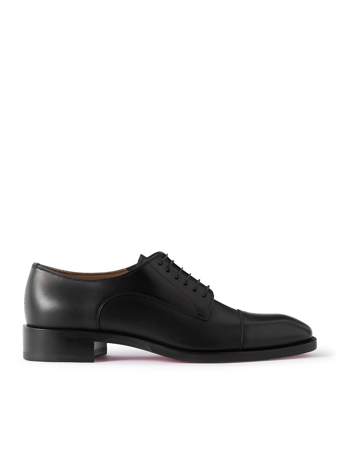 CHRISTIAN LOUBOUTIN Cortomale Leather Derby Shoes In Black Product Image