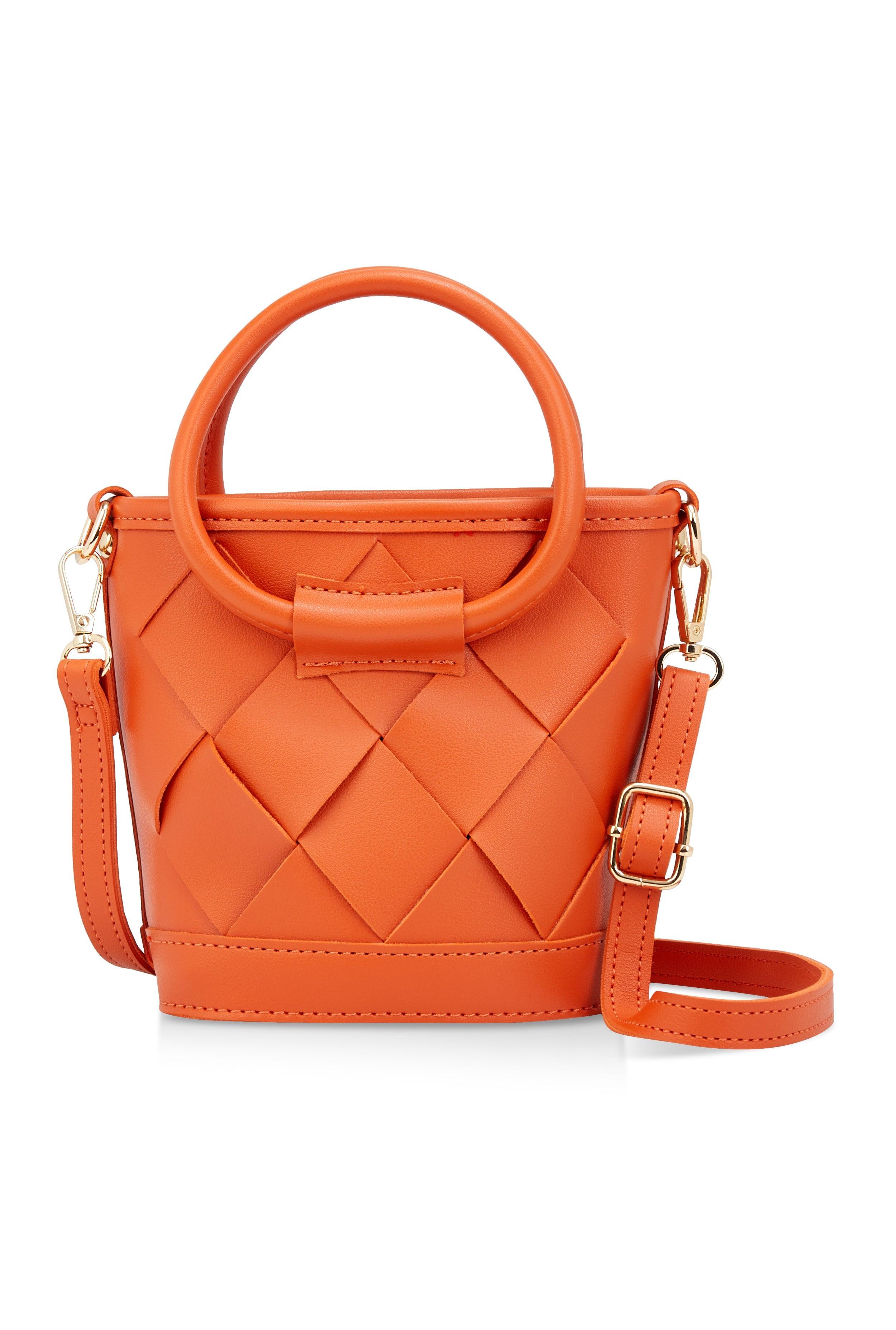 Faux Leather Woven Top Handle Crossbody Handbag Female Product Image