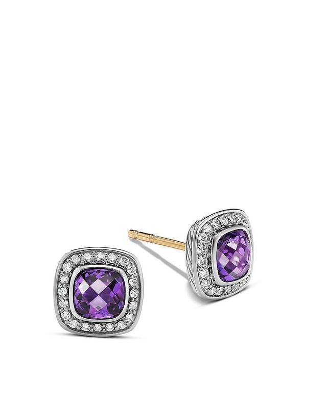 Womens Petite Albion Stud Earrings With Gemstone & Pav Diamonds Product Image