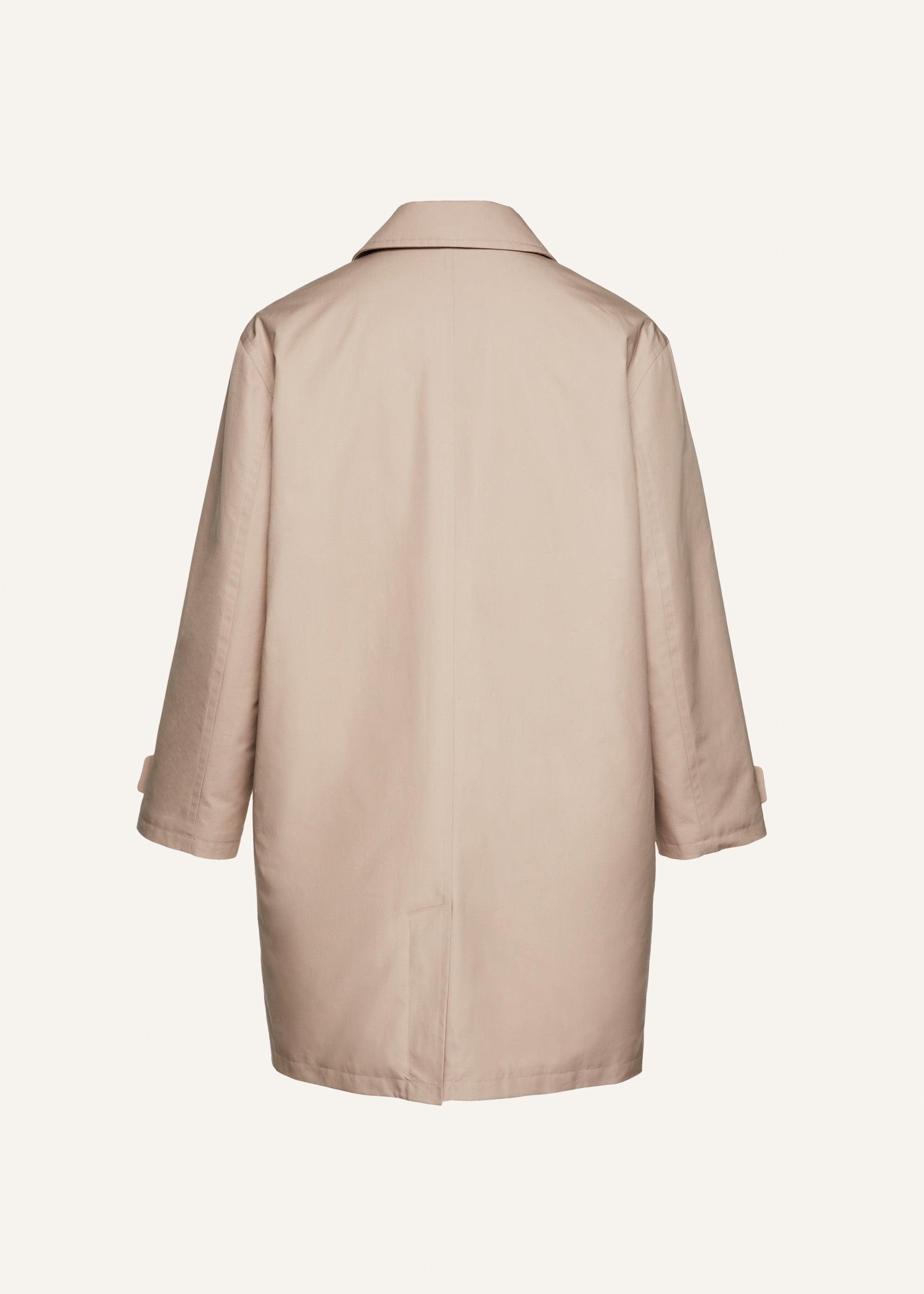 Ribbed high-neck wrap coat in beige Product Image