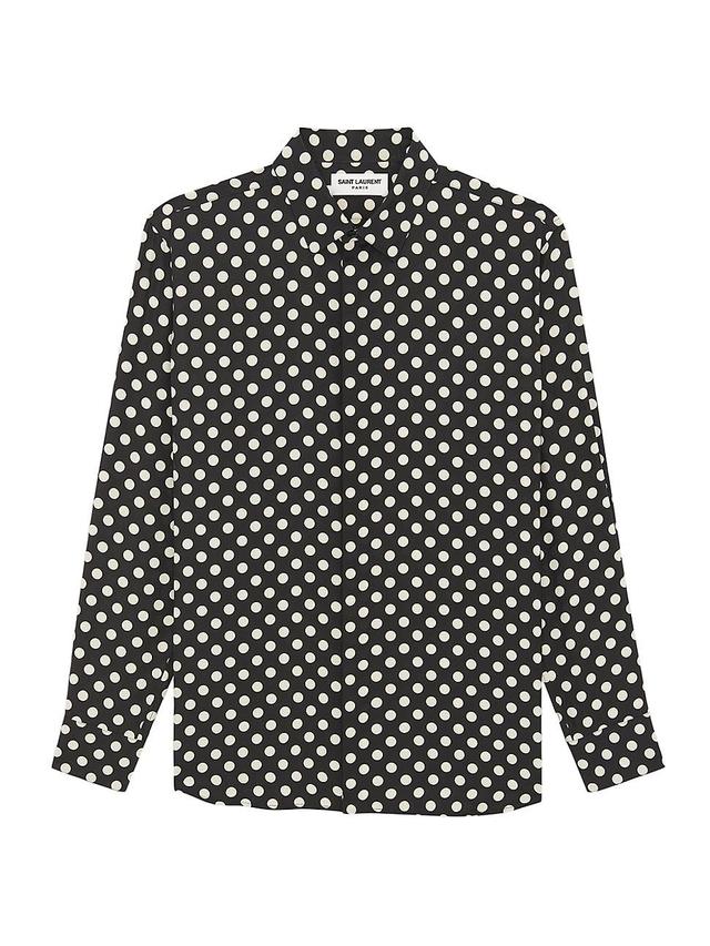 Mens Yves Collar Shirt In Matte And Shiny Dotted Silk Product Image