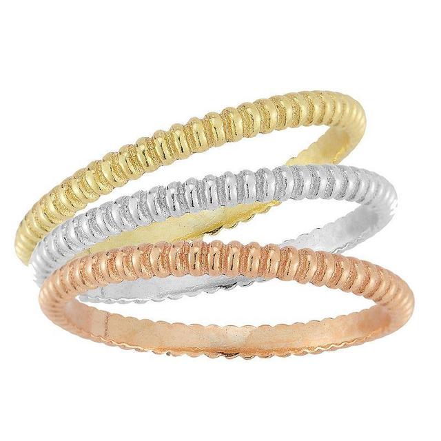 Sunkissed Sterling Tri Tone Twist Ring Set, Womens Product Image