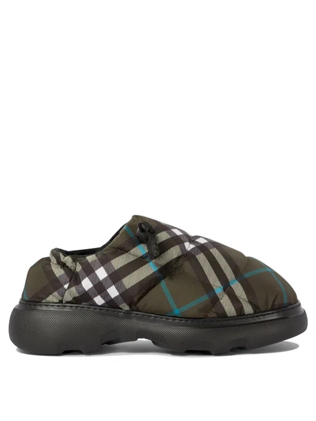 Brown Check Nylon Pillow Loafers In Snug Ip Check Product Image