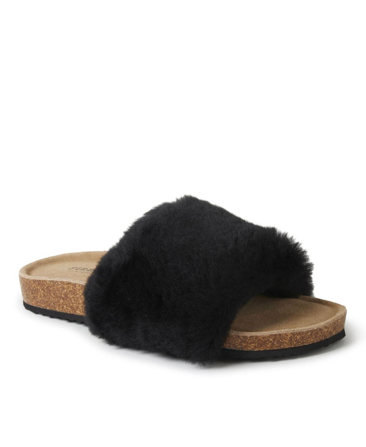 Fireside By Dearfoams Womens Canberra Cork Footbed Shearling Slides Product Image