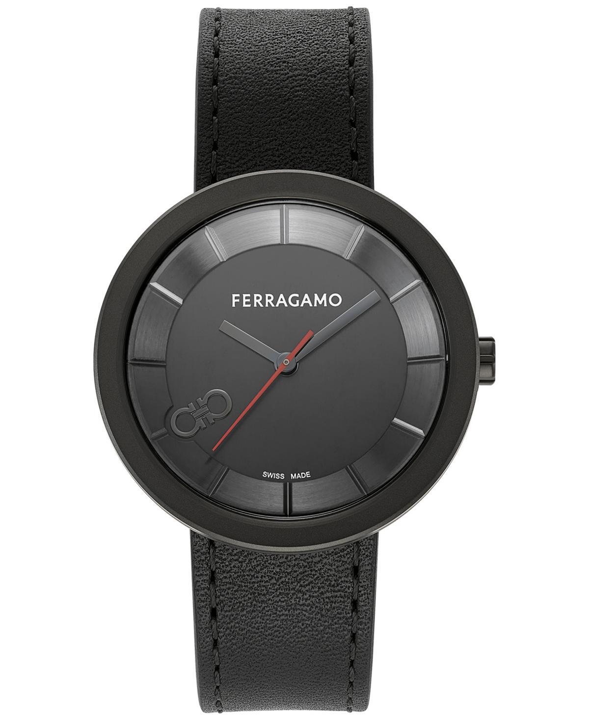 Salvatore Ferragamo Womens Curve V2 Quartz Analog Black Leather Strap Watch Product Image