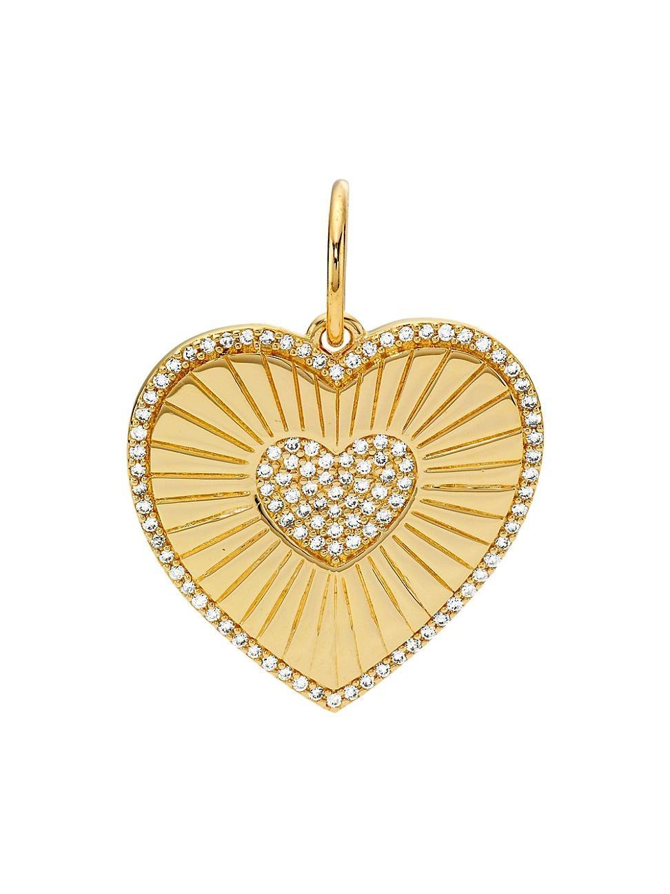 Womens 14K Yellow Gold & 0.27 TCW Diamond Heart Pendant Necklace Product Image