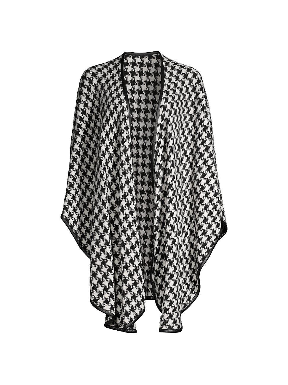 Womens Houndstooth Leather-Trimmed U-Cape Product Image