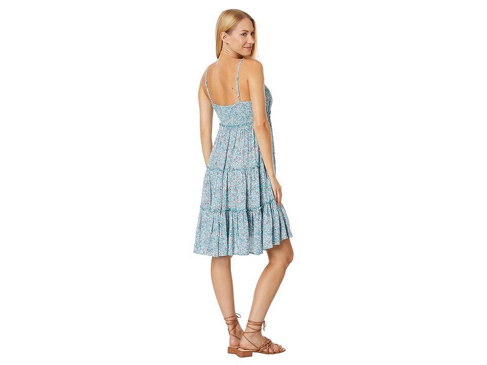 Lucky Brand Women's Tiered Floral Mini Dress, Blue, Large Product Image