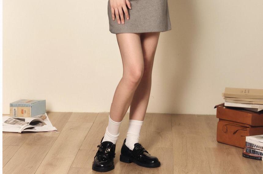 High Rise Plain Buttoned Mini A-Line Skirt Product Image