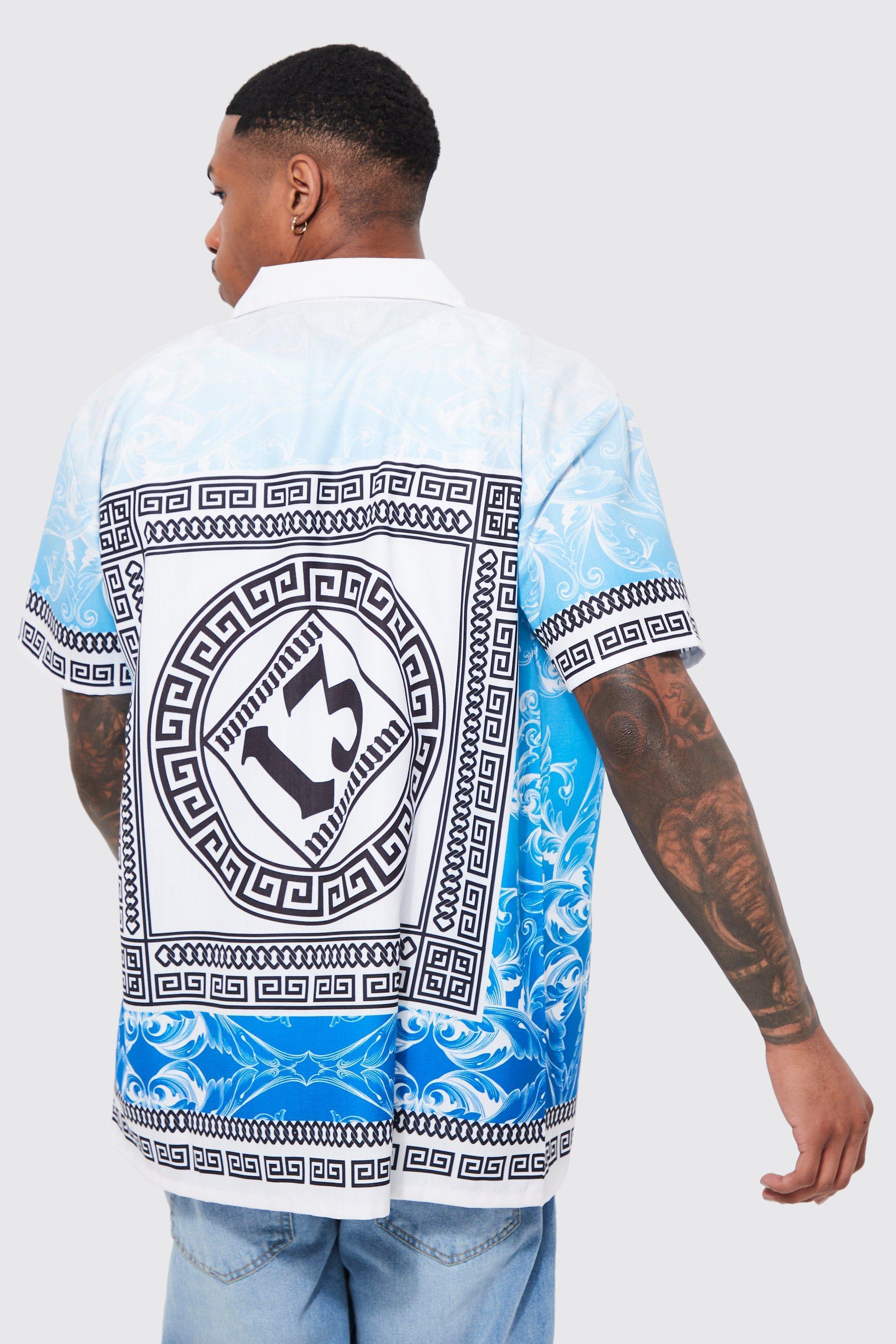 Oversized Slub Baroque Border Printed Shirt | boohooMAN USA Product Image