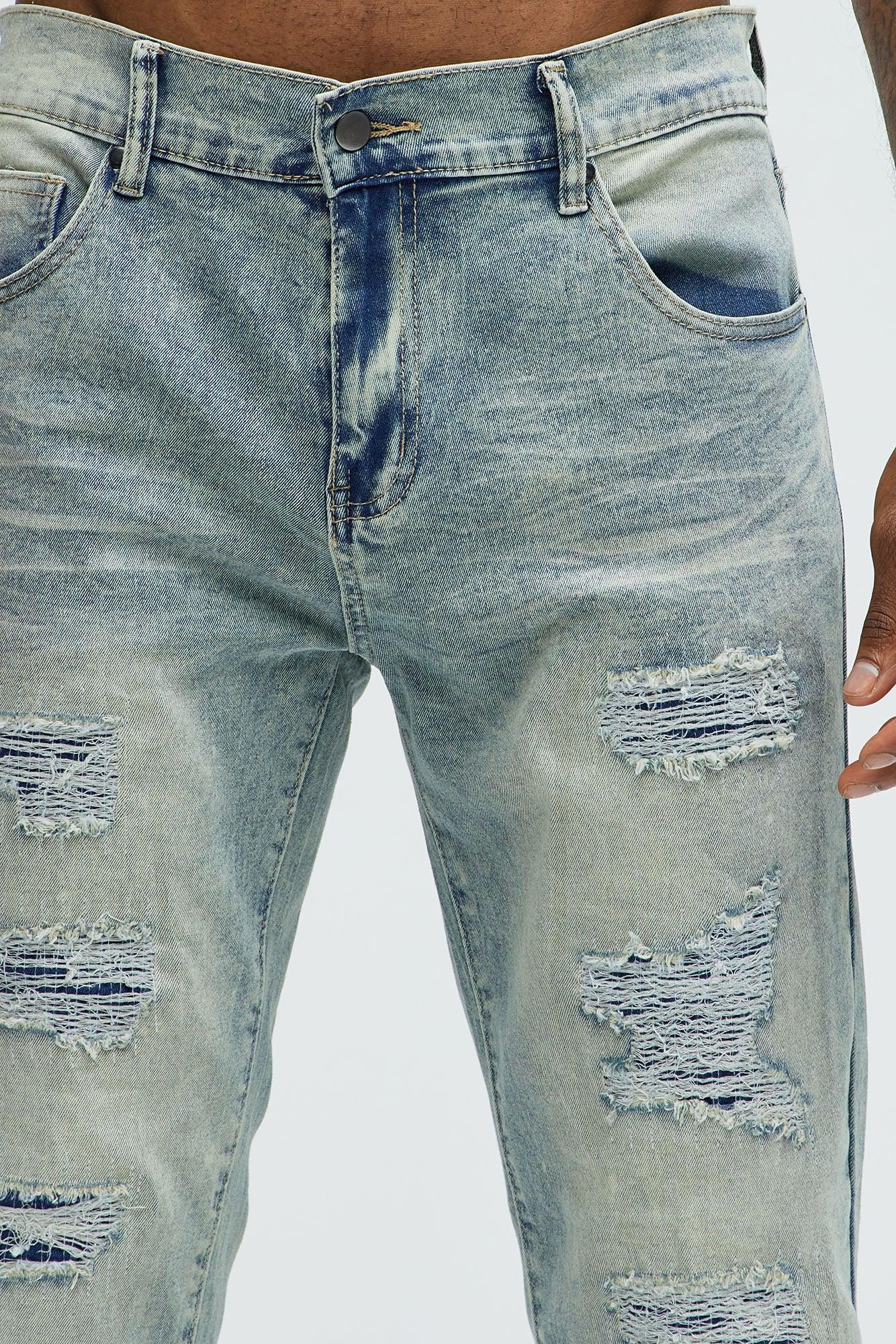 Can't Be Distressed Slim Jeans - Acid Wash Blue Product Image