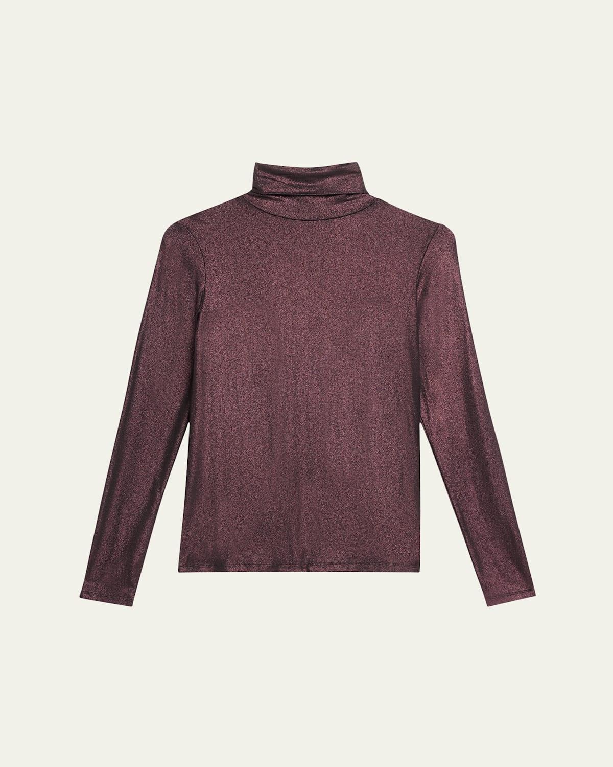 Womens Soft Touch Metallic Turtleneck Top Product Image