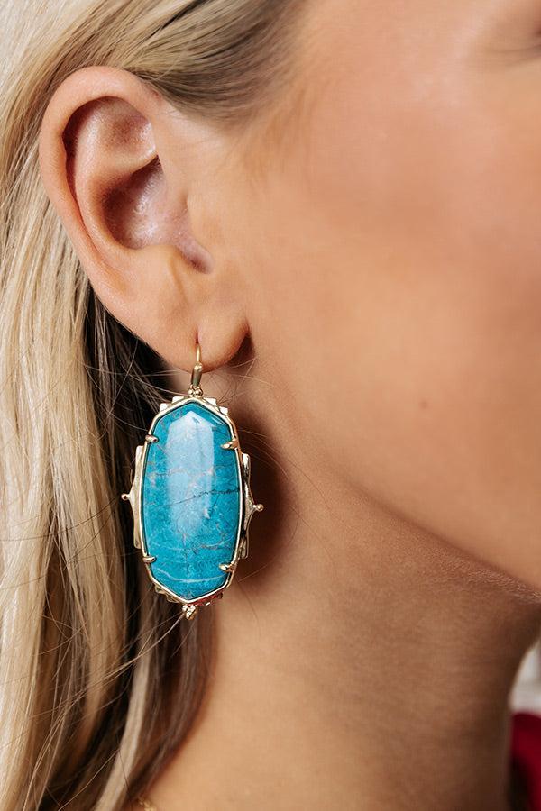 Baroque Ella Gold Drop Earrings in Teal Howlite Product Image