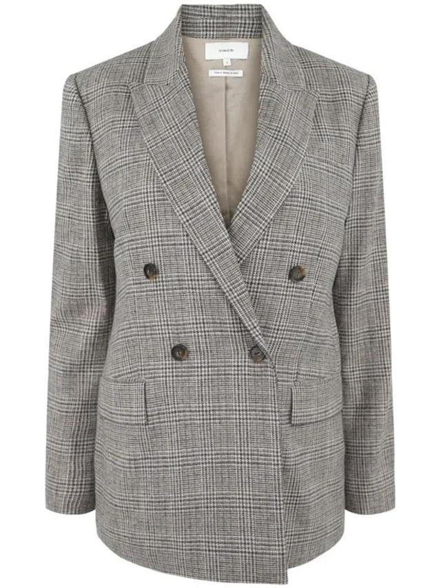 Plaid Check-pattern Blazer In Grey Product Image