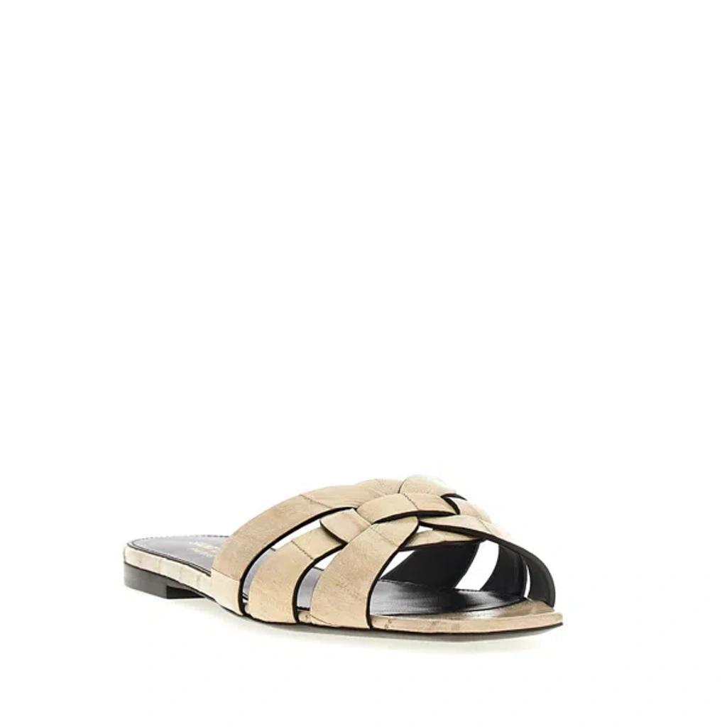 SAINT LAURENT Tribute Nu Pieds Mules In Cream Product Image