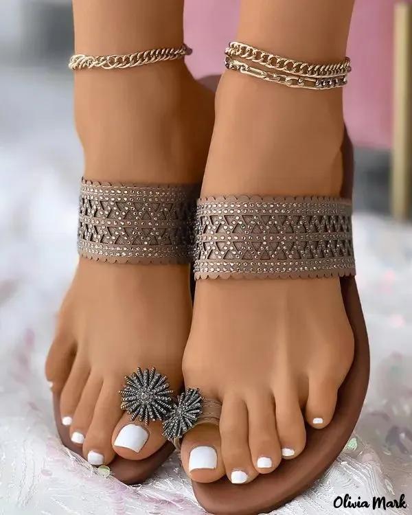 Olivia Mark – Bohemian Beach Flip Flops Rhinestone Toe Ring Product Image