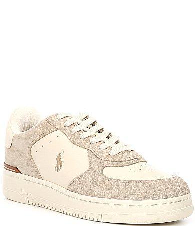 Polo Ralph Lauren Masters Court Leather-Suede Sneakers (Milkshake/Ecru) Men's Shoes Product Image