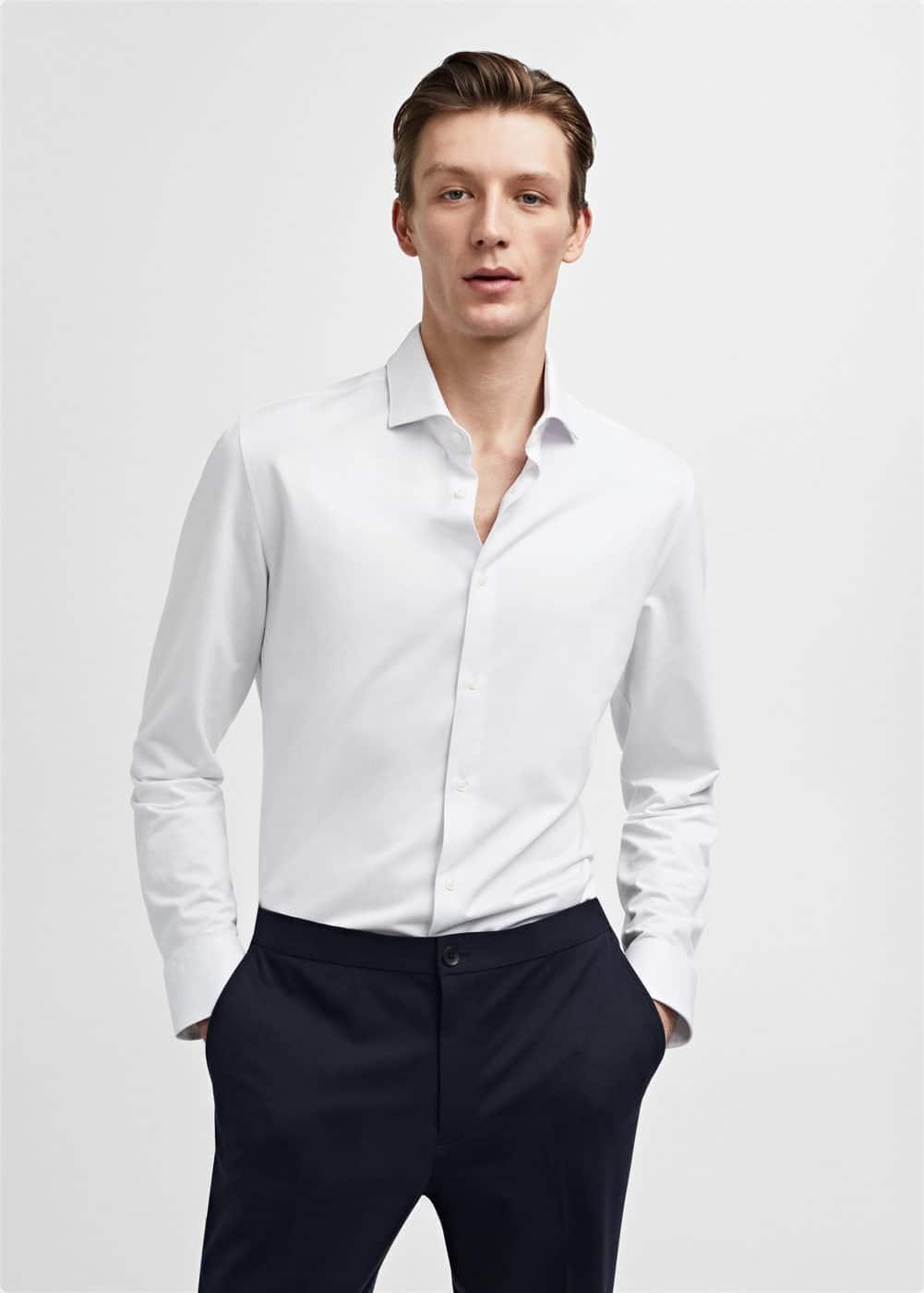 MANGO MAN - Slim fit cotton suit shirt whiteMen Product Image