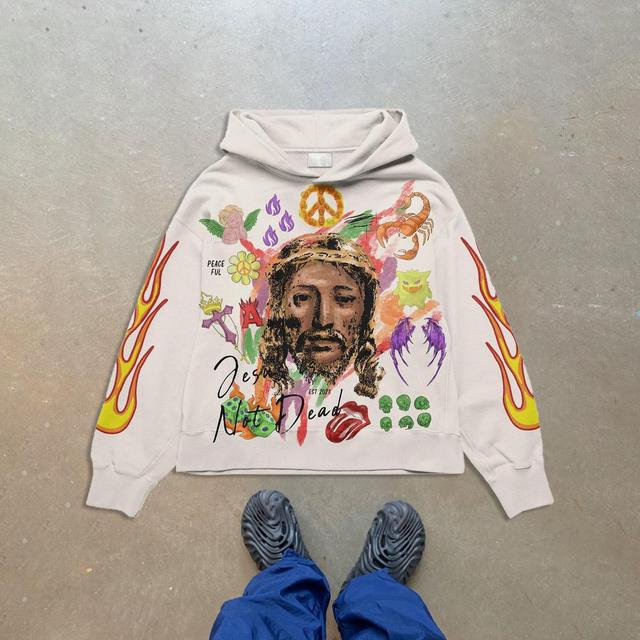 Art Jesus Street Graffiti Graphic Print Pullover Hoodie Product Image