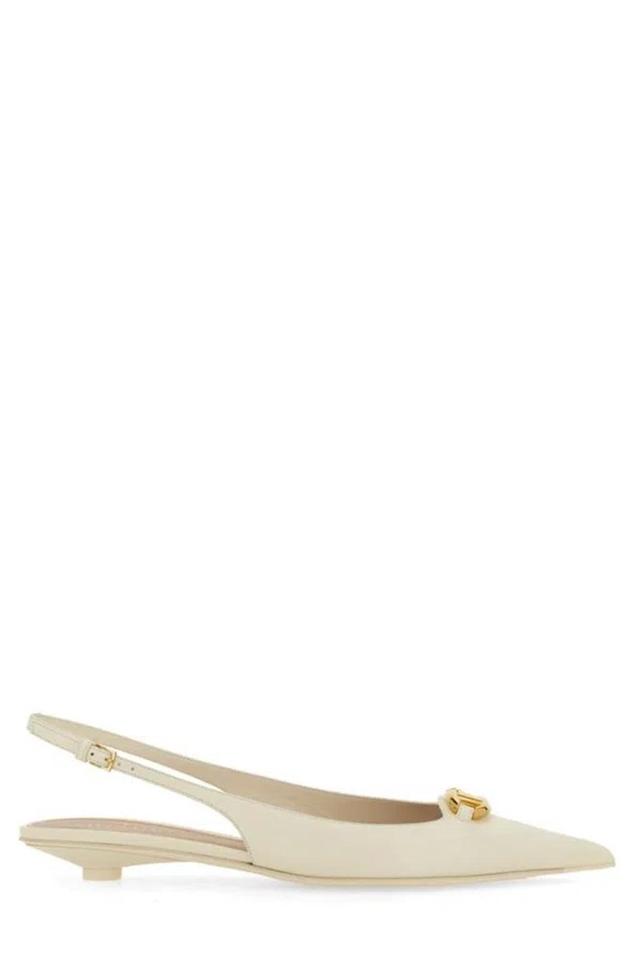 Valentino Vlogo Signature Slingback Pumps In White Product Image