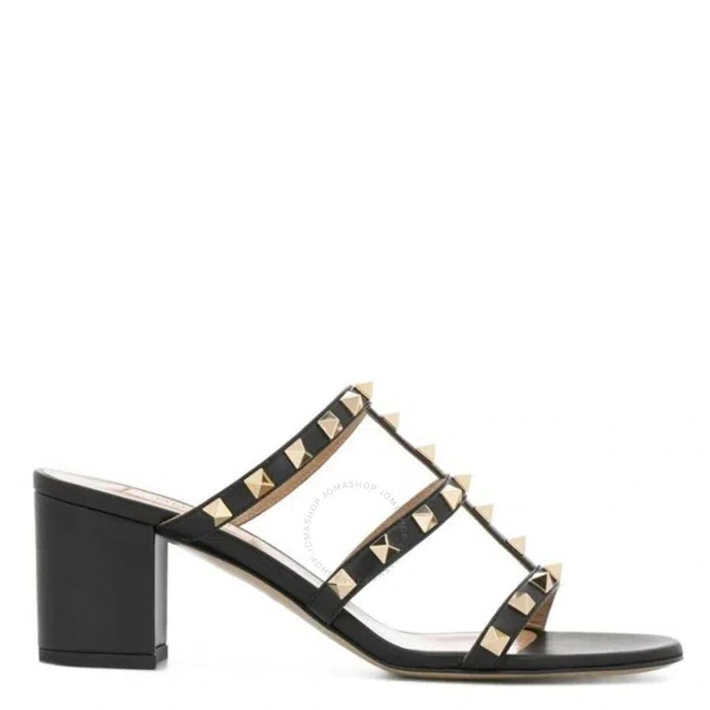 Rockstud Leather Mule Sandals In Black Product Image