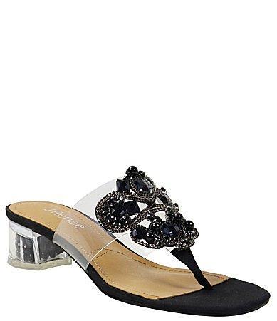 J. Renee Maribela Clear Vinyl Rhinestone Embellished Thong Sandals Product Image