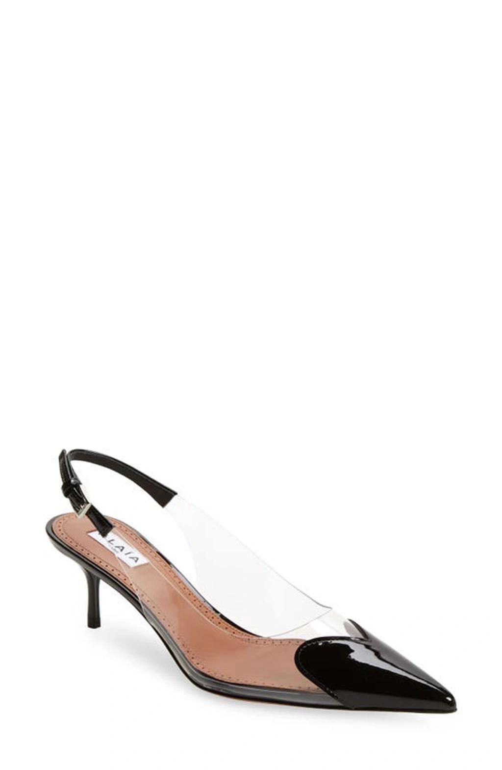 ALAÏA Love Heart Pointed Toe Slingback Pump In Black Product Image