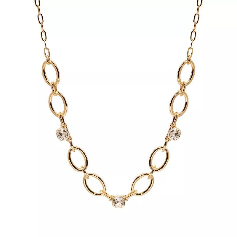 LC Lauren Conrad Gold Tone Open Link Chain Stone Necklace, Womens, Clear Product Image