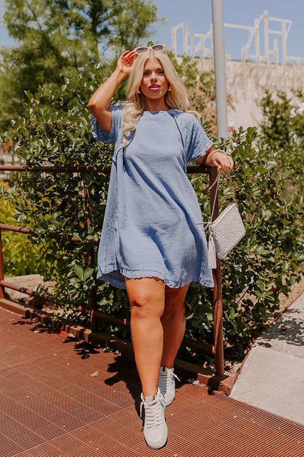 Sunday Mornings Eyelet Shift Dress in Airy Blue Curves Product Image