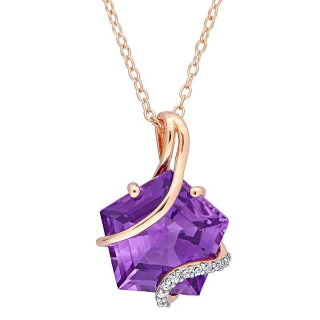 Stella Grace 18k Rose Gold Over Silver Amethyst & Diamond Accent Wrapped Pendant Necklace, Womens Purple Product Image