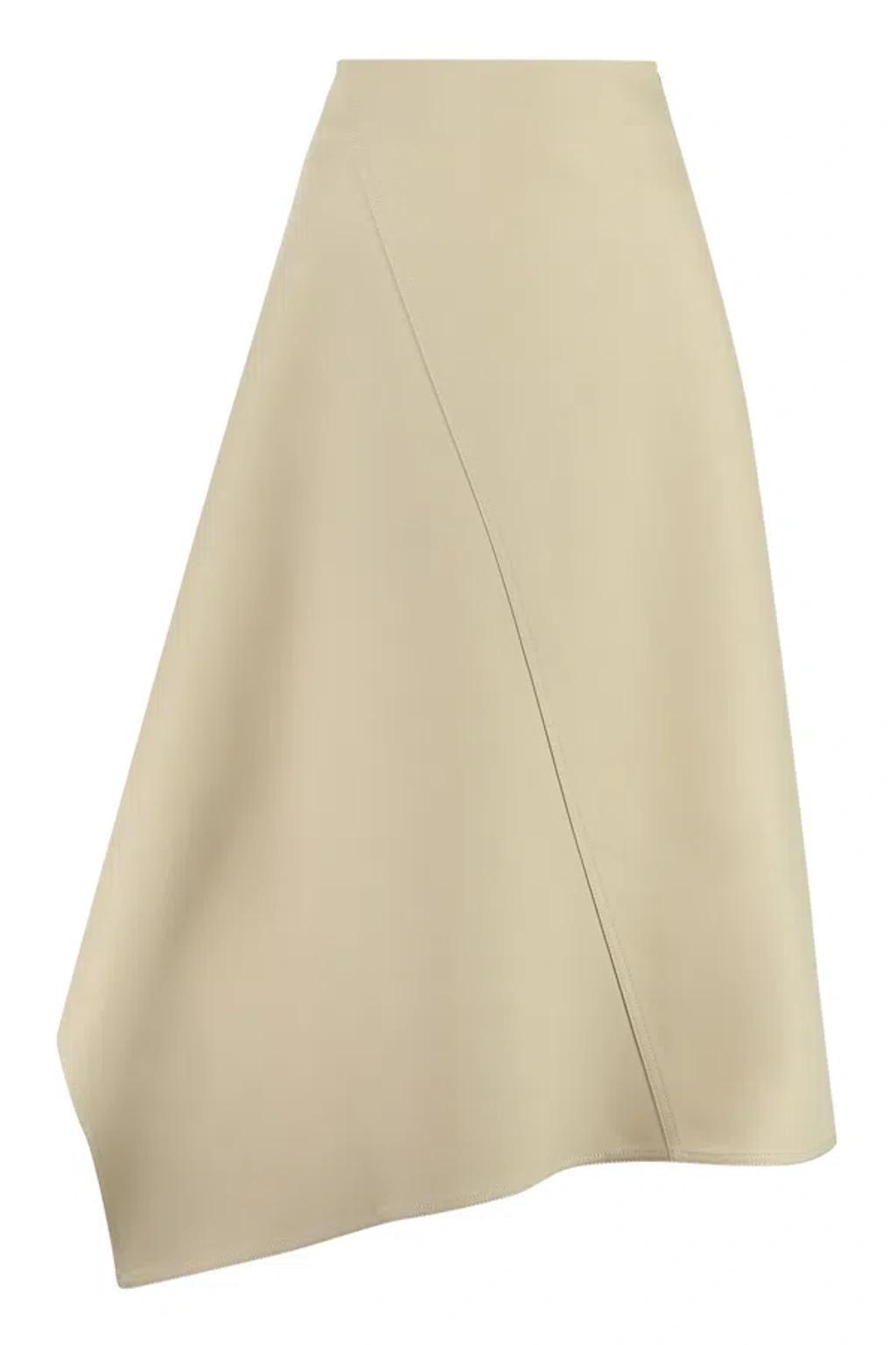 Beige Asymmetric Midi Skirt For Women product image