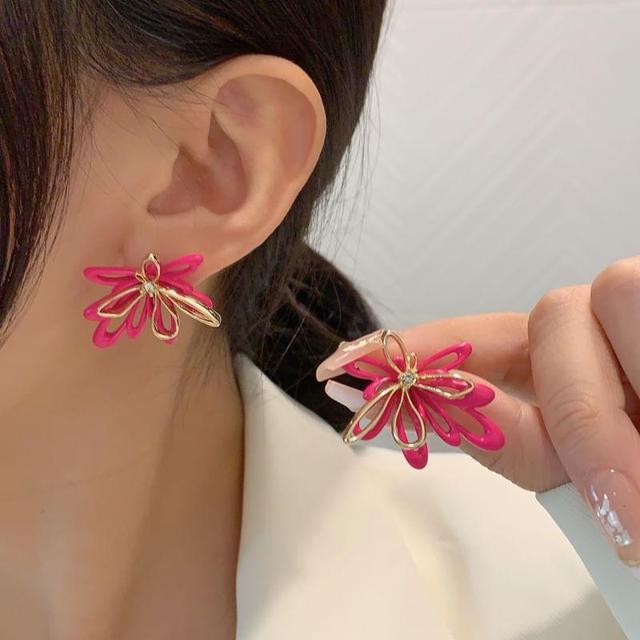 Floral Glaze Alloy Stud Earring Product Image