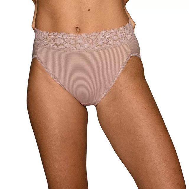 Womens Vanity Fair Flattering Lace Hi-Cut Panty 13280 Poised Brown Stripe Product Image