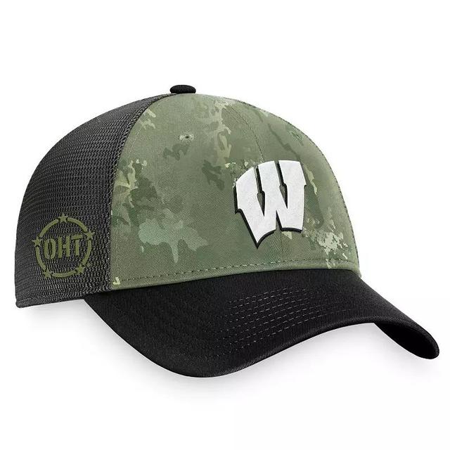 Mens Top of the World Hunter Green Wisconsin Badgers Oht Military-Inspired Appreciation Unit Trucker Adjustable Hat - Hunter Green Product Image