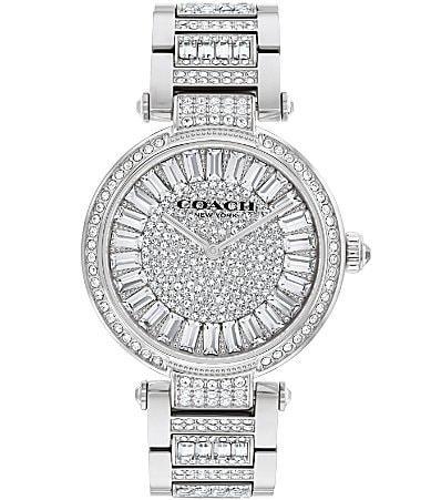 COACH Womens Cary Crystal Pave Quartz Analog Stainless Steel Bracelet Watch Product Image