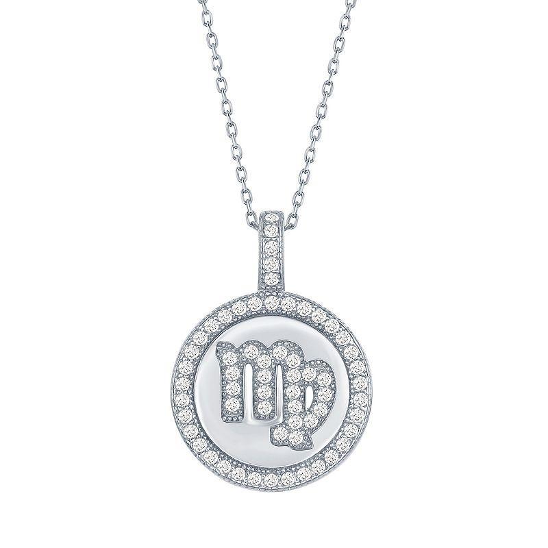 Sterling Silver Cubic Zirconia Zodiac Symbol Necklace, Womens Gemini Product Image