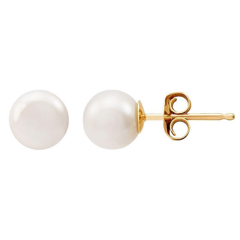 Honora 10k Gold Freshwater Cultured Pearl Stud Earrings, Womens, White Product Image