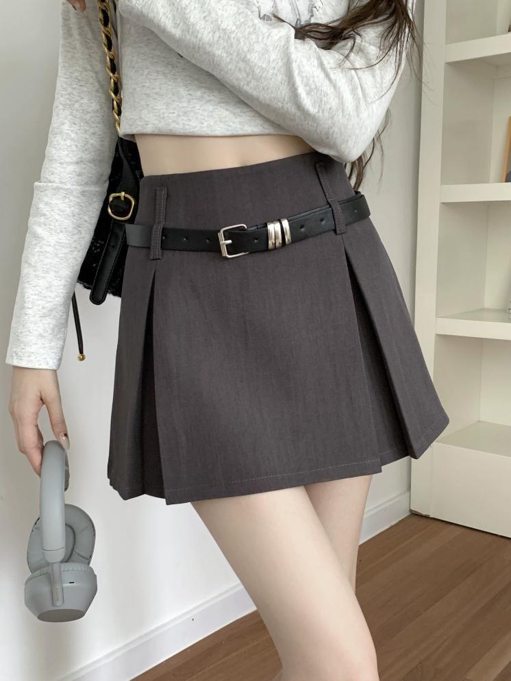 High Waist Plain Pleated Mini A-Line Skirt product image