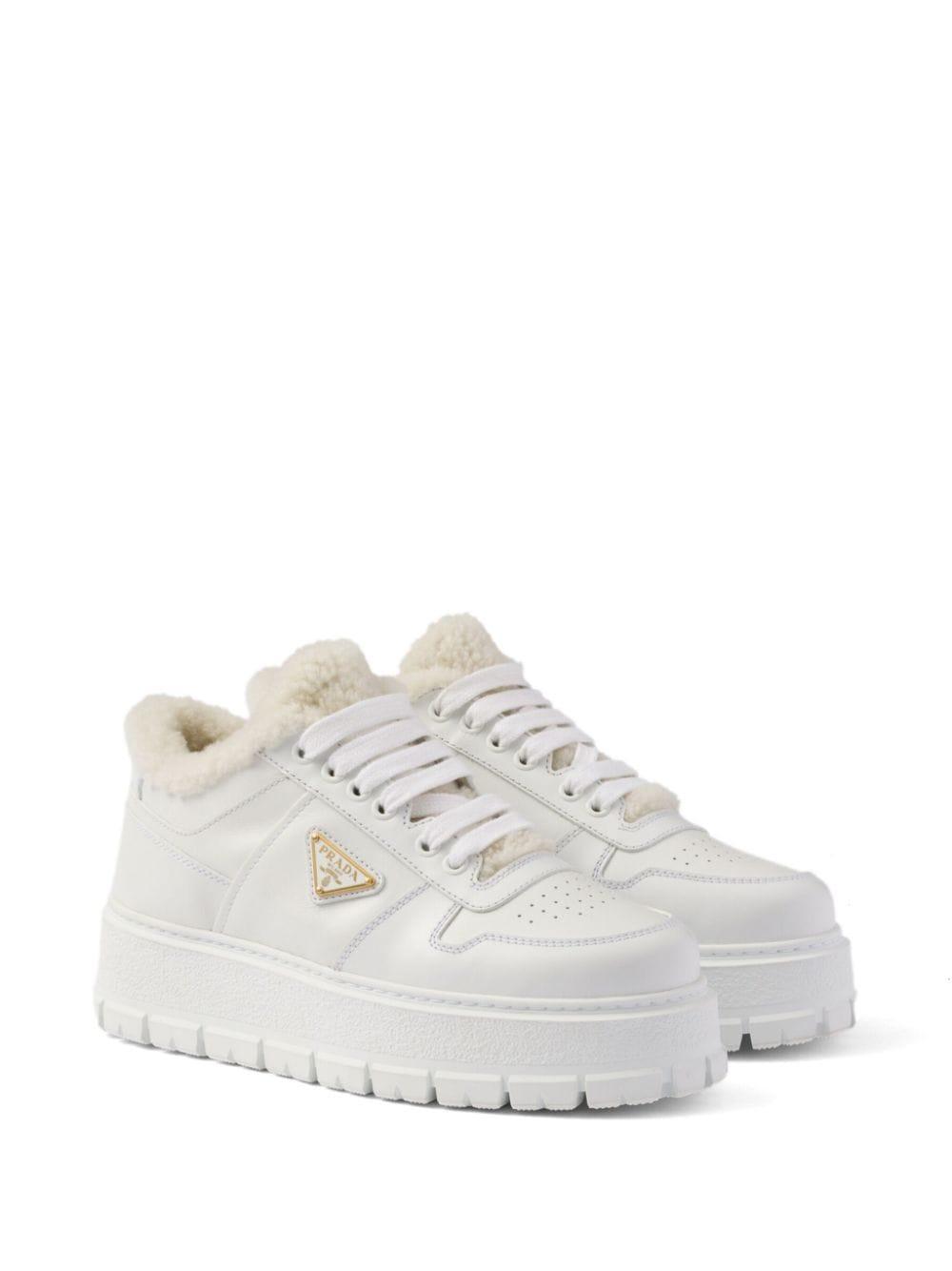 PRADA Leather Sneakers In White Product Image