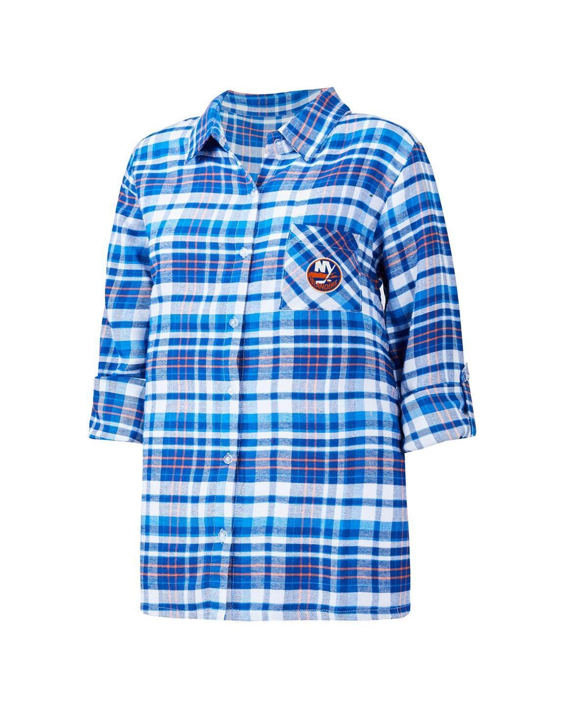 Womens Concepts Sport Royal New York Islanders Mainstay Flannel Full-Button Long Sleeve Nightshirt Product Image