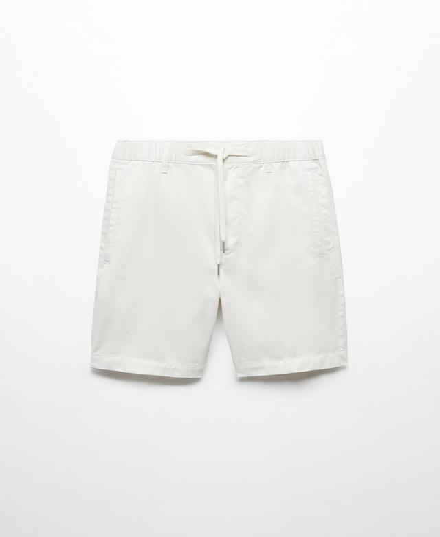 MANGO MAN - 100% cotton drawstring Bermuda shorts beigeMen Product Image