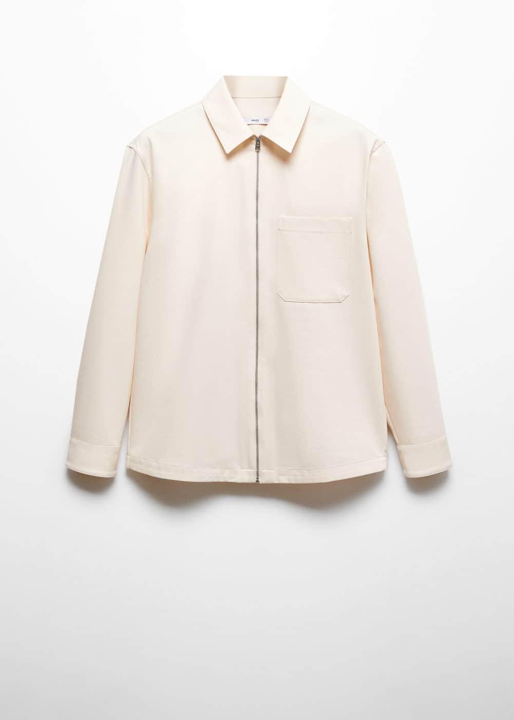 MANGO MAN - Cotton overshirt with pocket whiteMen Product Image