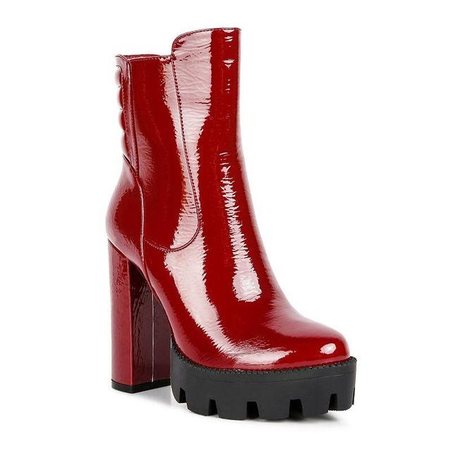 London Rag High Key Womens Block Heel Ankle Boots Red Product Image