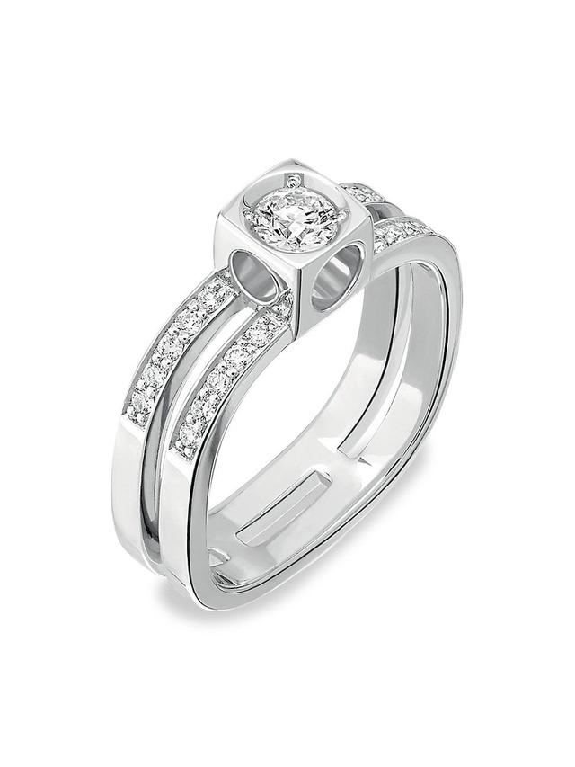 Womens Le Cube Diamant Large 18K White Gold & Diamond Ring Product Image