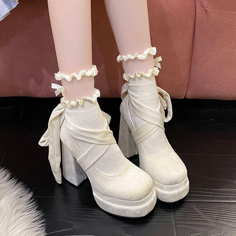 Bow Platform Chunky Heel Mary Jane Shoes product image