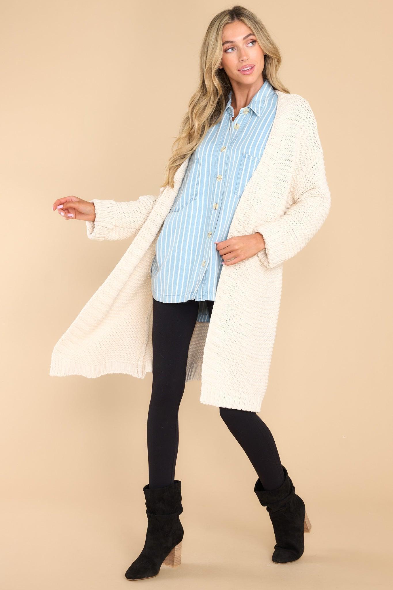 Relax More Ivory Cardigan Product Image