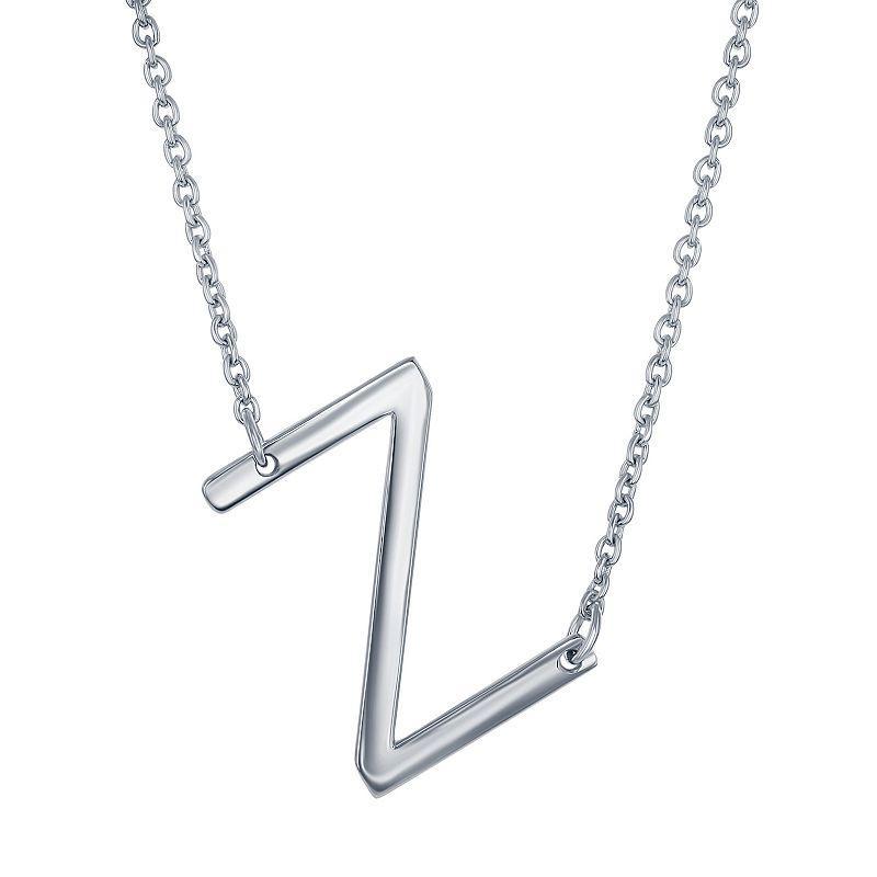 Sterling Silver Sideways Initial Necklace, Womens Sterling J Product Image