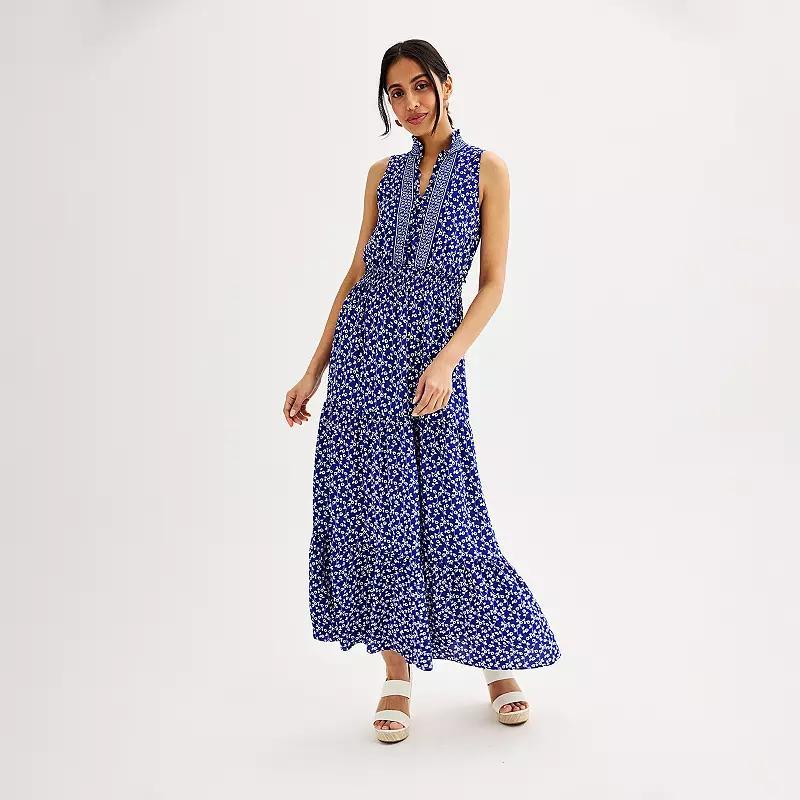 Womens London Times Floral Smocked-Waist Maxi Dress Product Image